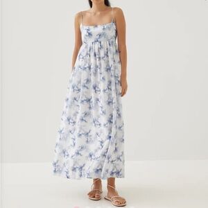 Blue Tie-Dye Spaghetti-Strap Maxi Dress
